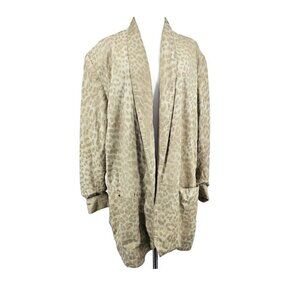 VTG 80s In Transit New York Suede Blazer Womens L Oversized Animal Print Pockets
